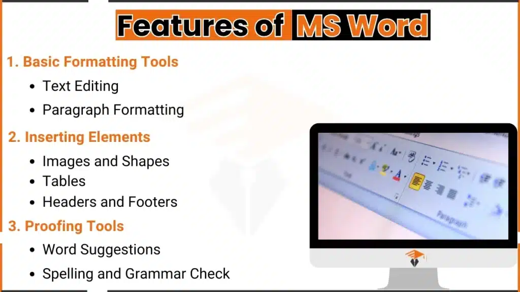 image showing MS word software features