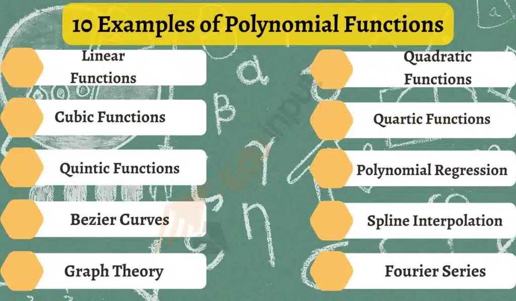 image showing examples of polynomial functions