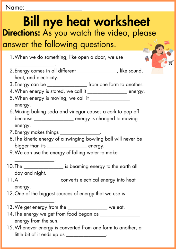 image showing fill the blank bill nye heat worksheet 