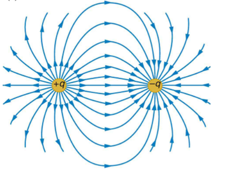 image showing Electric field lines due to opposite charges