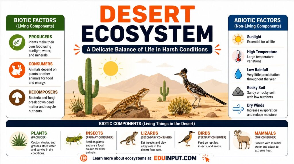 image showing desert ecosystem definition, biotic abiotic factors of desert ecosystem