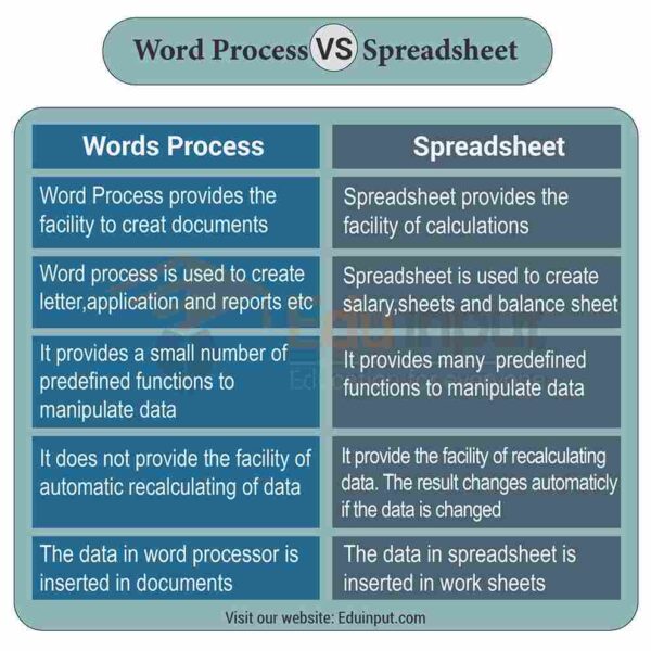 difference-between-spreadsheet-and-word-processor