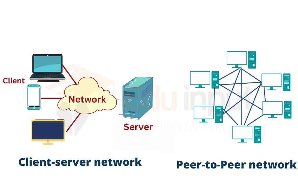 Difference between client-server network and peer-to-peer network