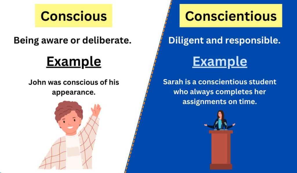 Conscious Vs Conscientious Difference Between With Examples