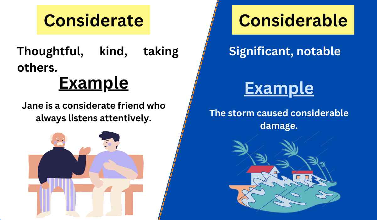 Considerate Vs Considerable Difference Between With Example