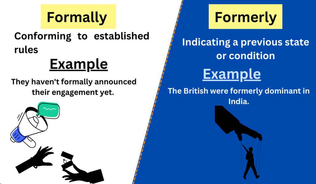 Image showing the difference between Formally and formerly