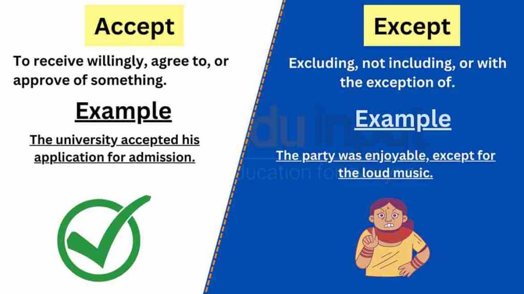 Accept Vs Except Difference Between And Examples