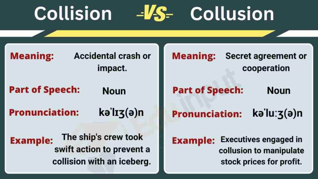 Collision Vs Collusion Difference Between And Examples