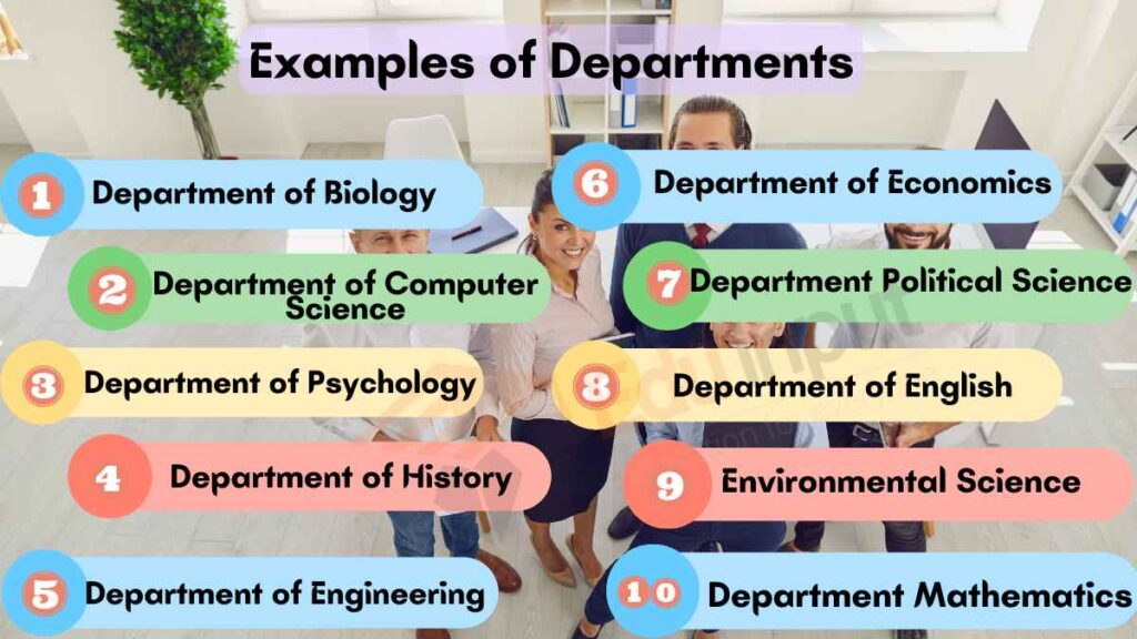 Image showing the Examples of Academic Departments
