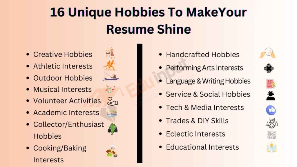 creative hobbies in resume for freshers