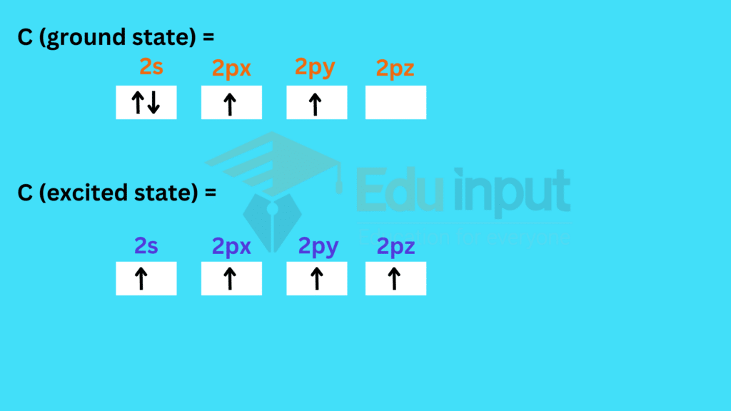 Electronic configuration of the valence shell of carbon