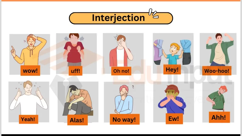 image showing a few Interjections to express emotions