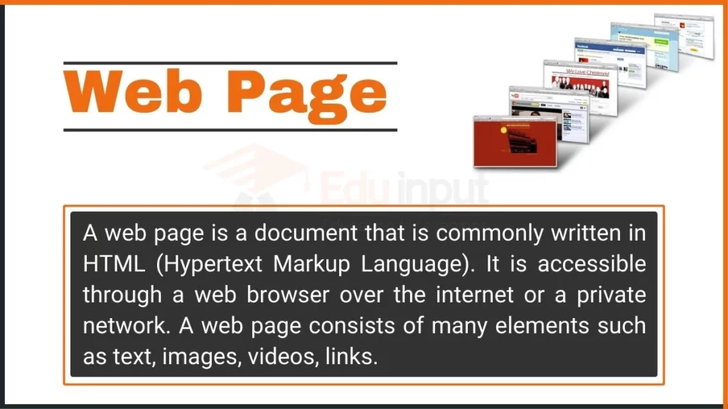 image showing web page and it definition