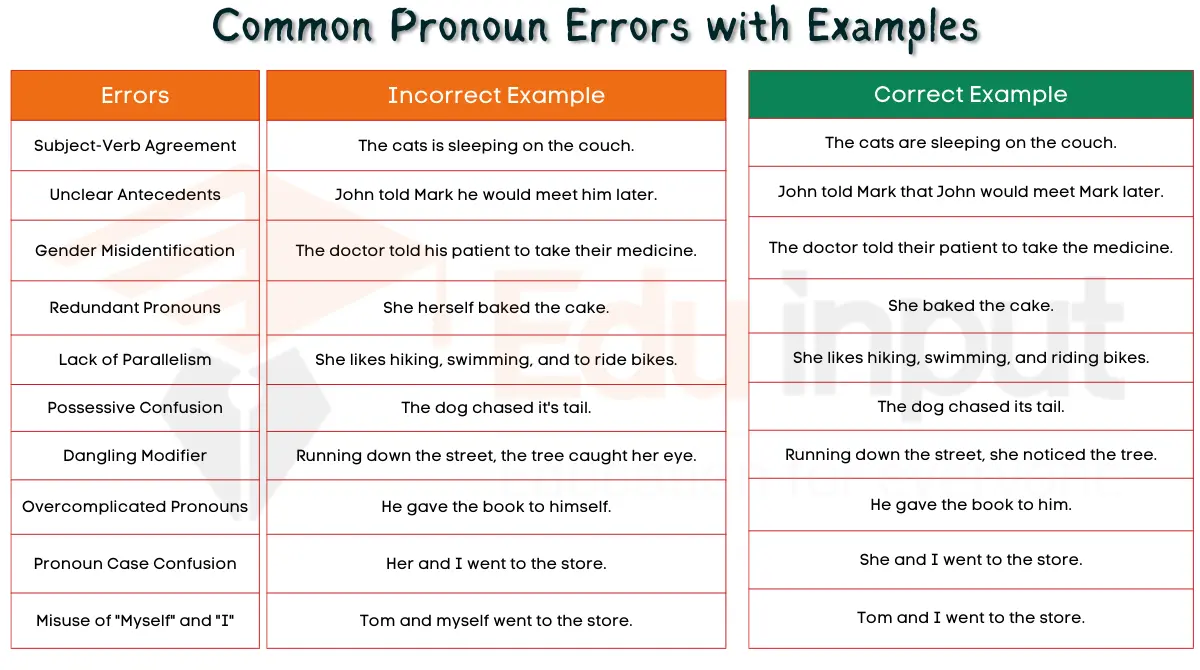 Common Pronoun Errors With Examples