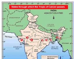 The Tropic of Cancer passes through how many states in India?