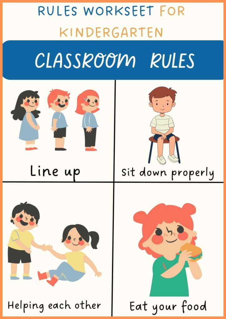 Classroom rules worksheet for kindergarten 2
