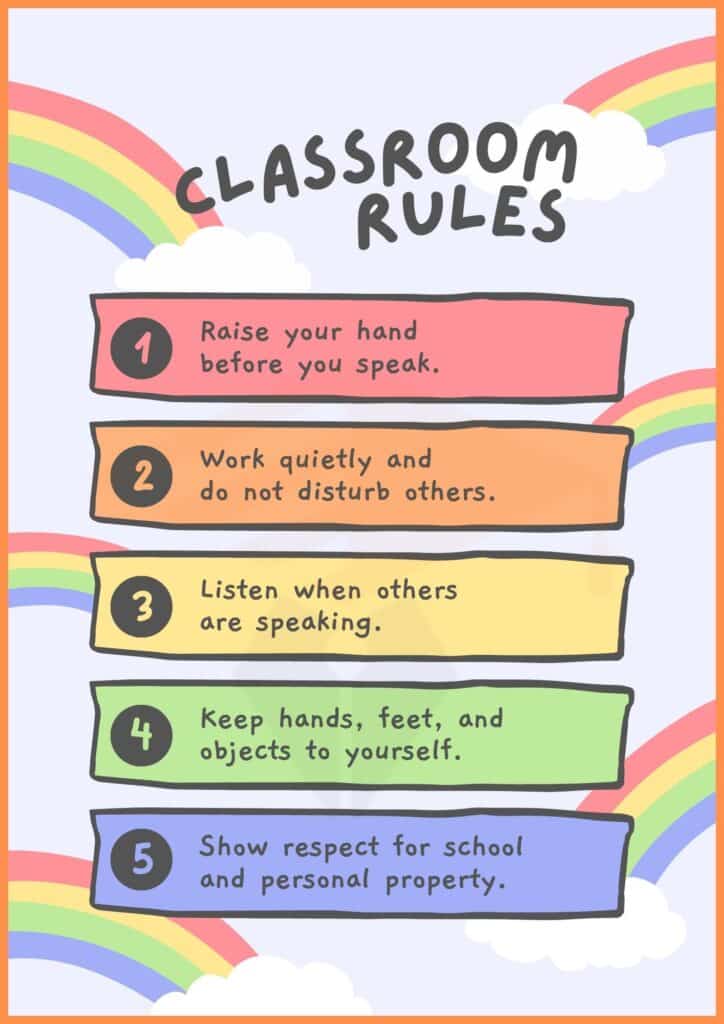 Classroom rules worksheet for kindergarten 4