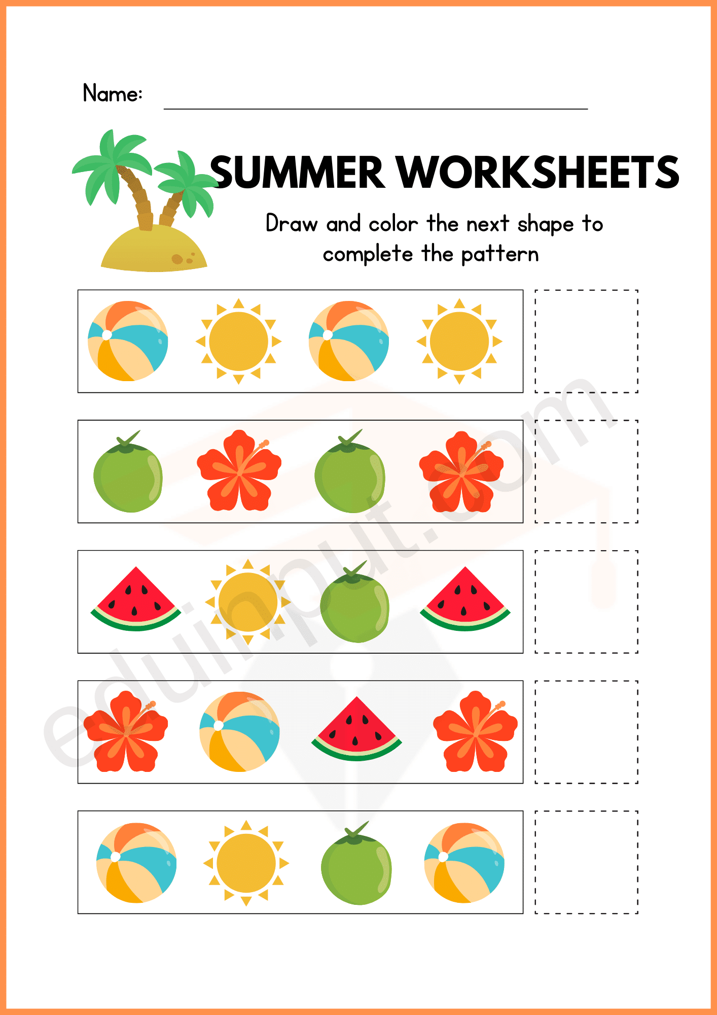 Summer Worksheets for Kindergarten