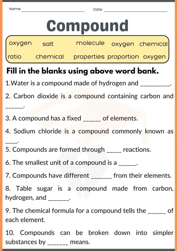Compound worksheets for grade 7