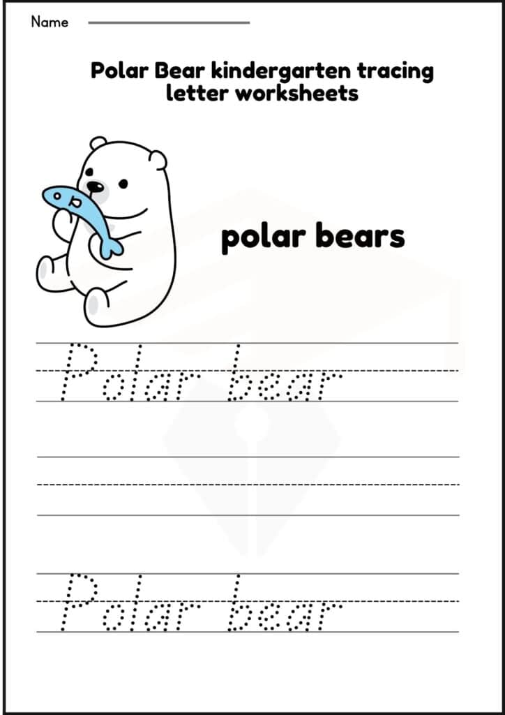 Polar Bear worksheet 4 for kindergartens