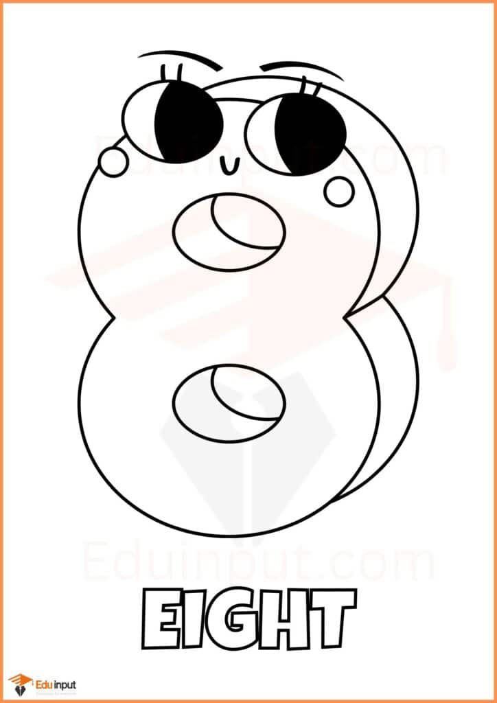 Preschool color the number 8 worksheet