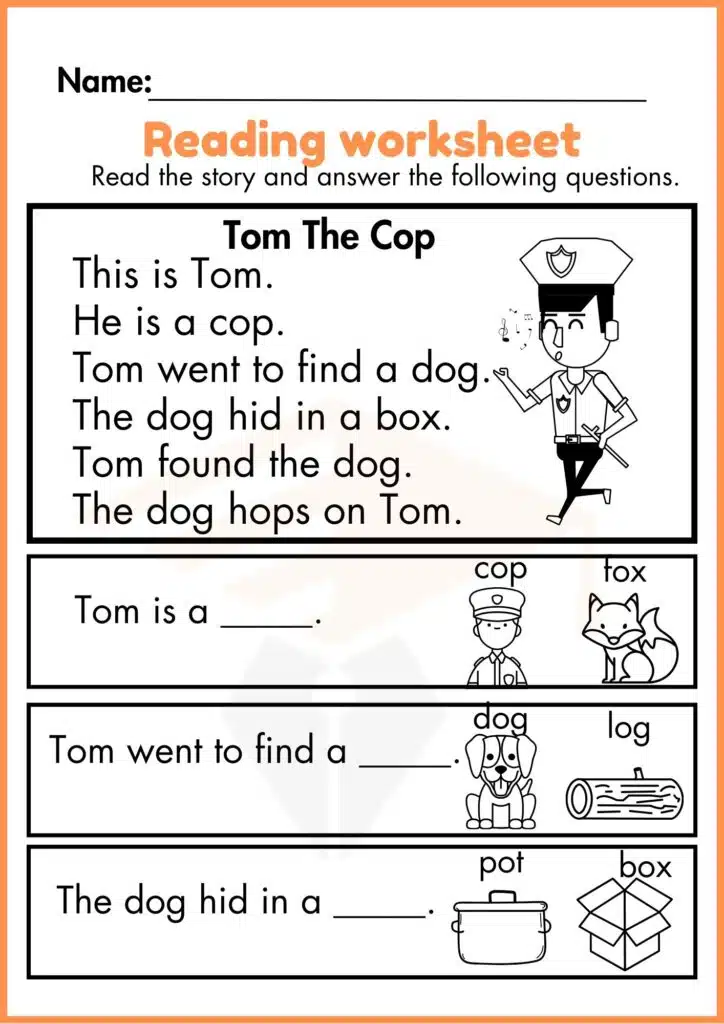 kindergarten reading worksheets 1