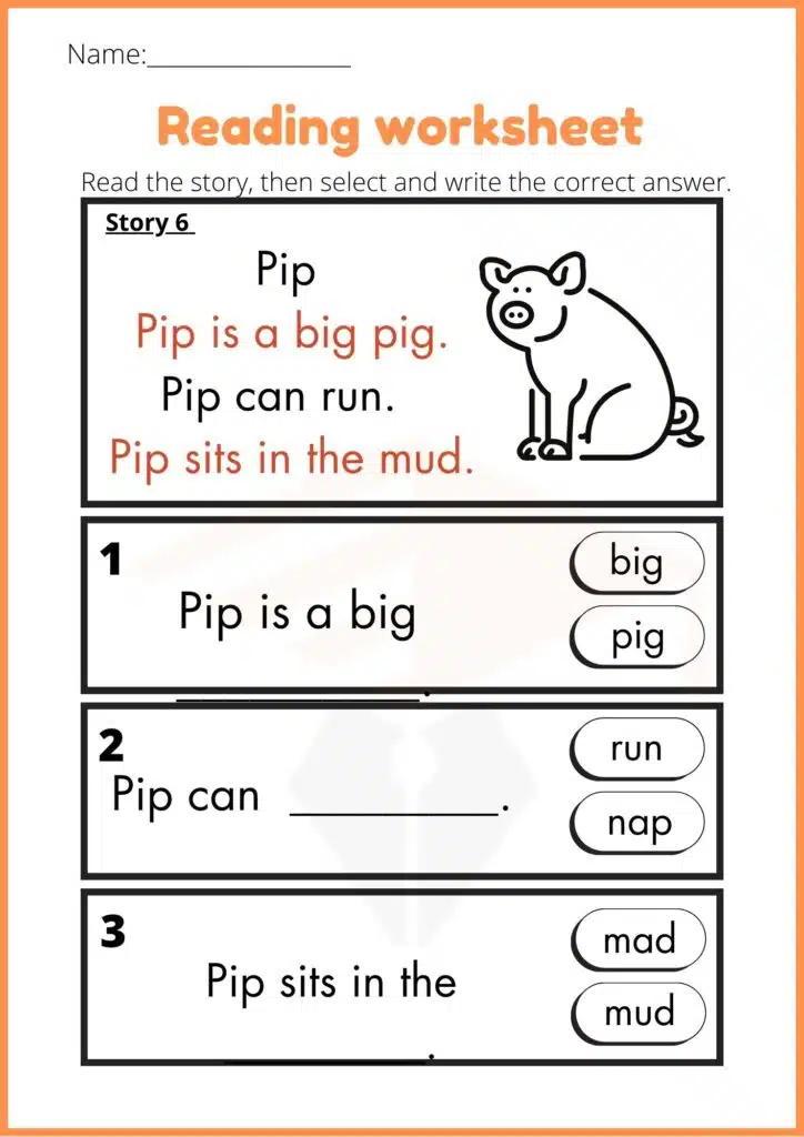 kindergarten reading worksheets 3