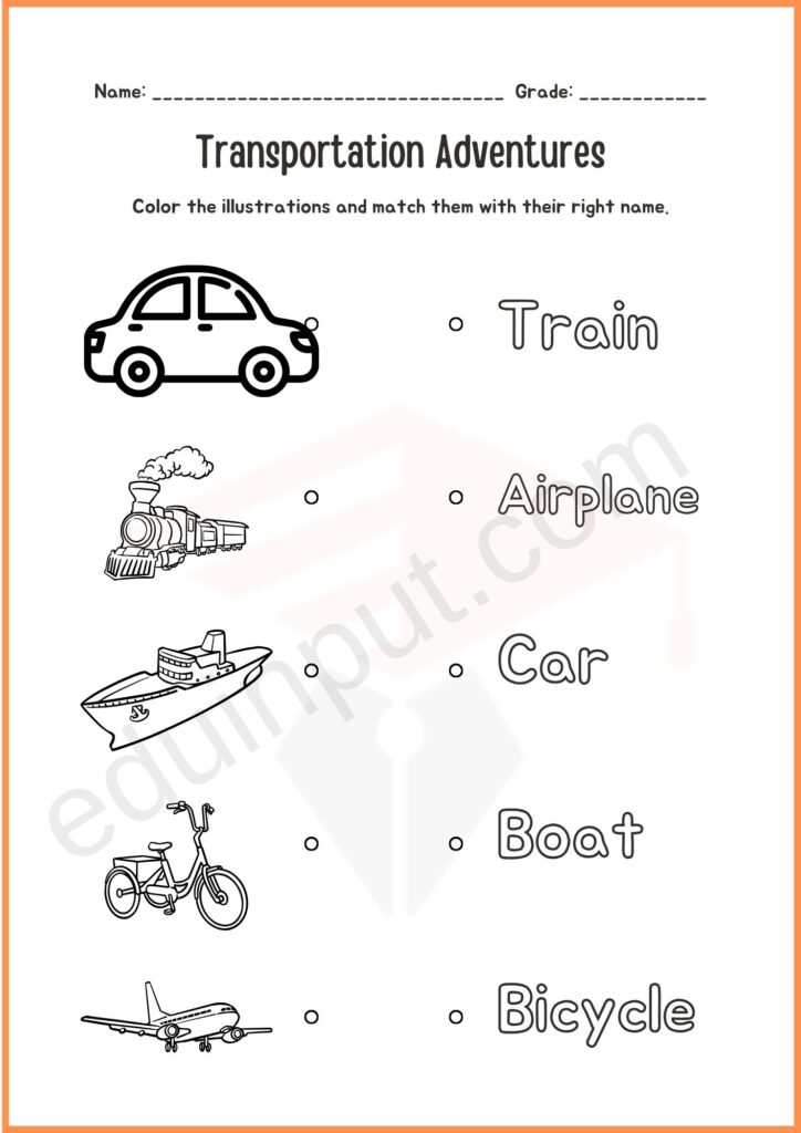 Coloring and Matching Worksheet