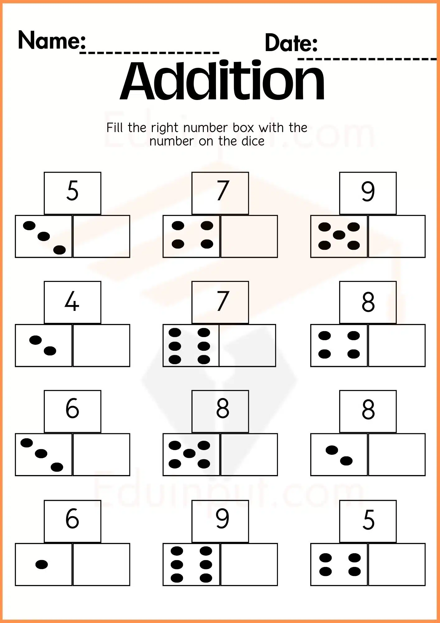 Addition worksheets for Kindergarten
