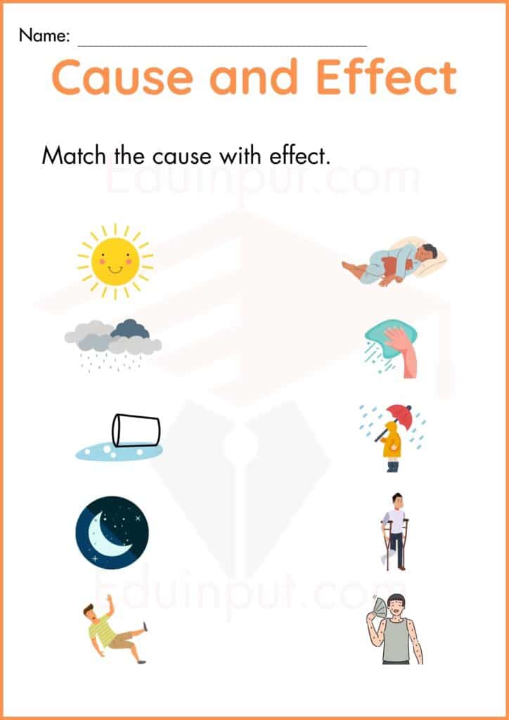 Match worksheet 2 of cause and effect for kindergarten