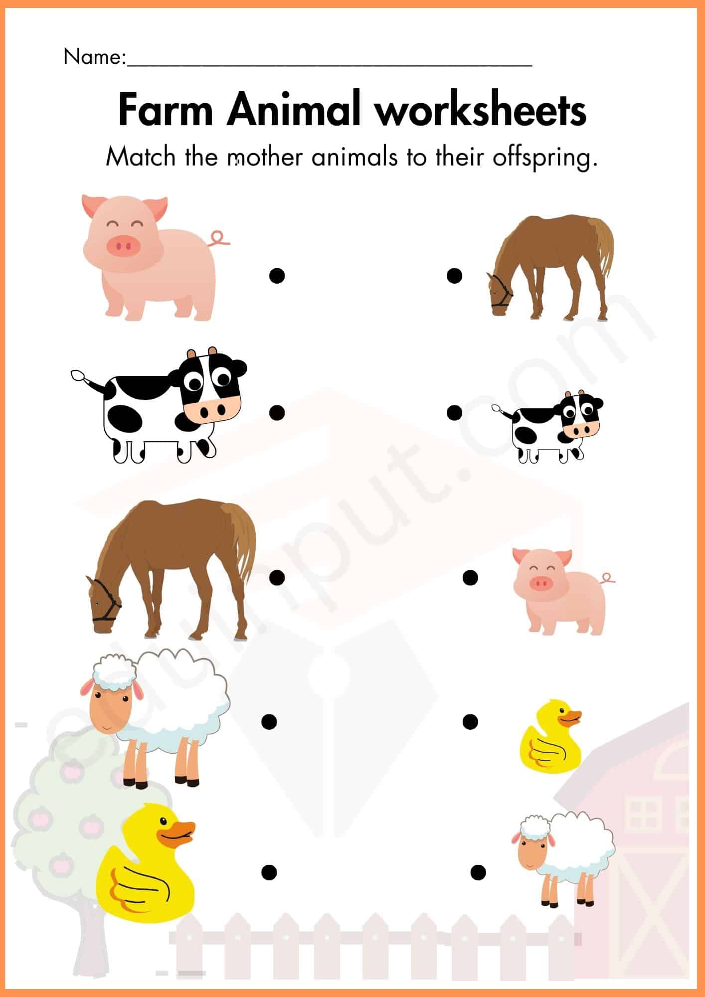 Farm Animals Worksheets for Kindergarten