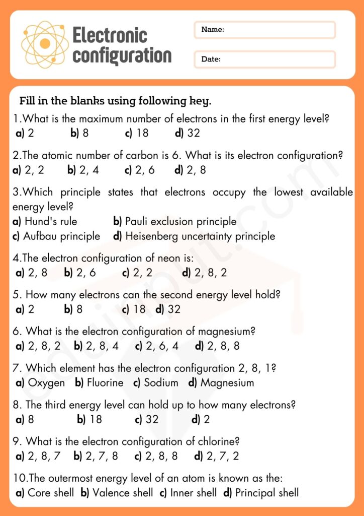Multiple choice question worksheet 