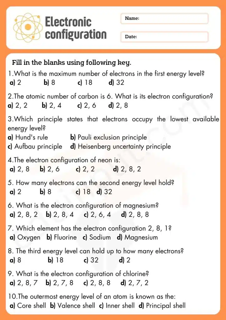Multiple choice question worksheet 