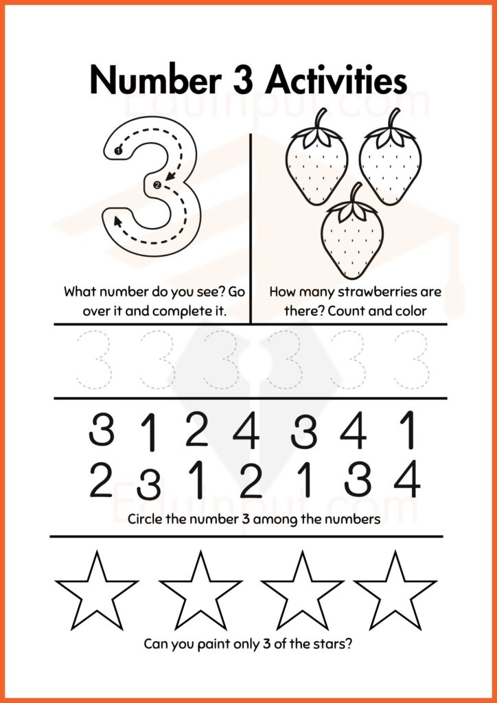 Number 3 activities math for pre worksheets 2