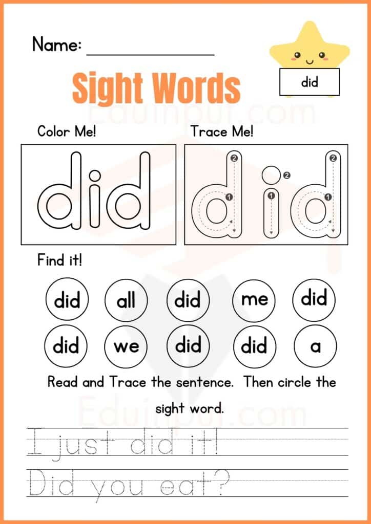Sight Word Worksheet 2
