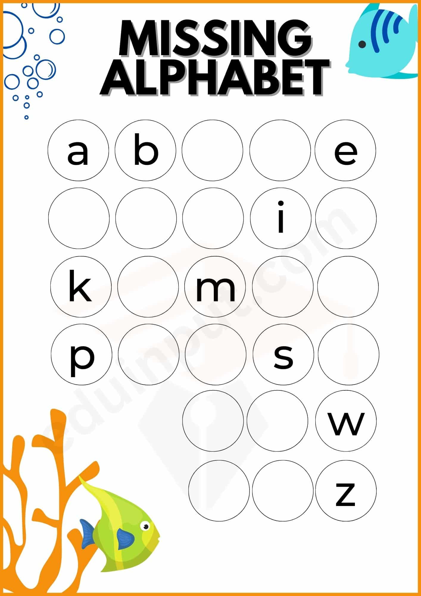 Missing Alphabets Worksheets for Kindergarten