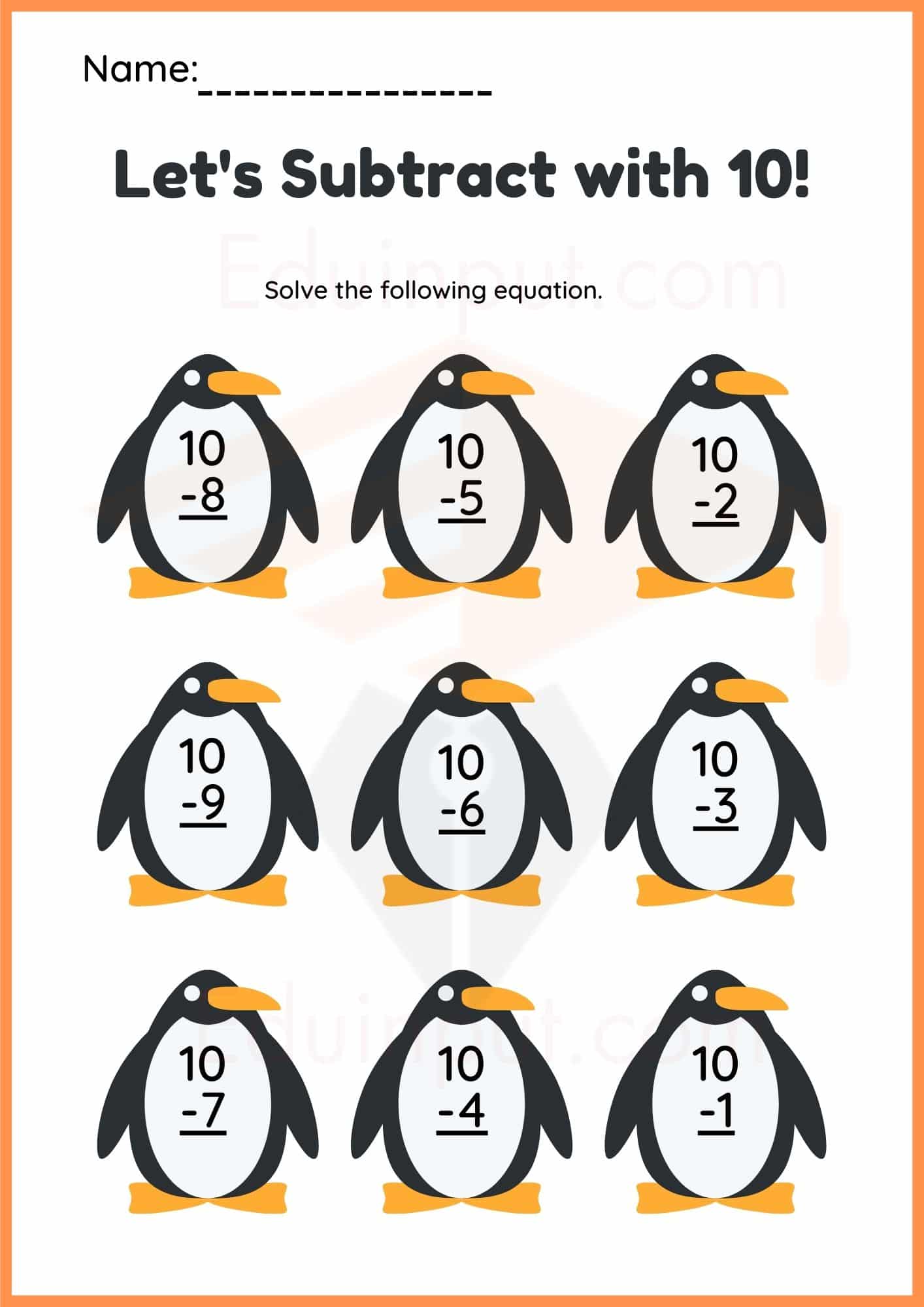 Subtraction worksheets for kindergarten