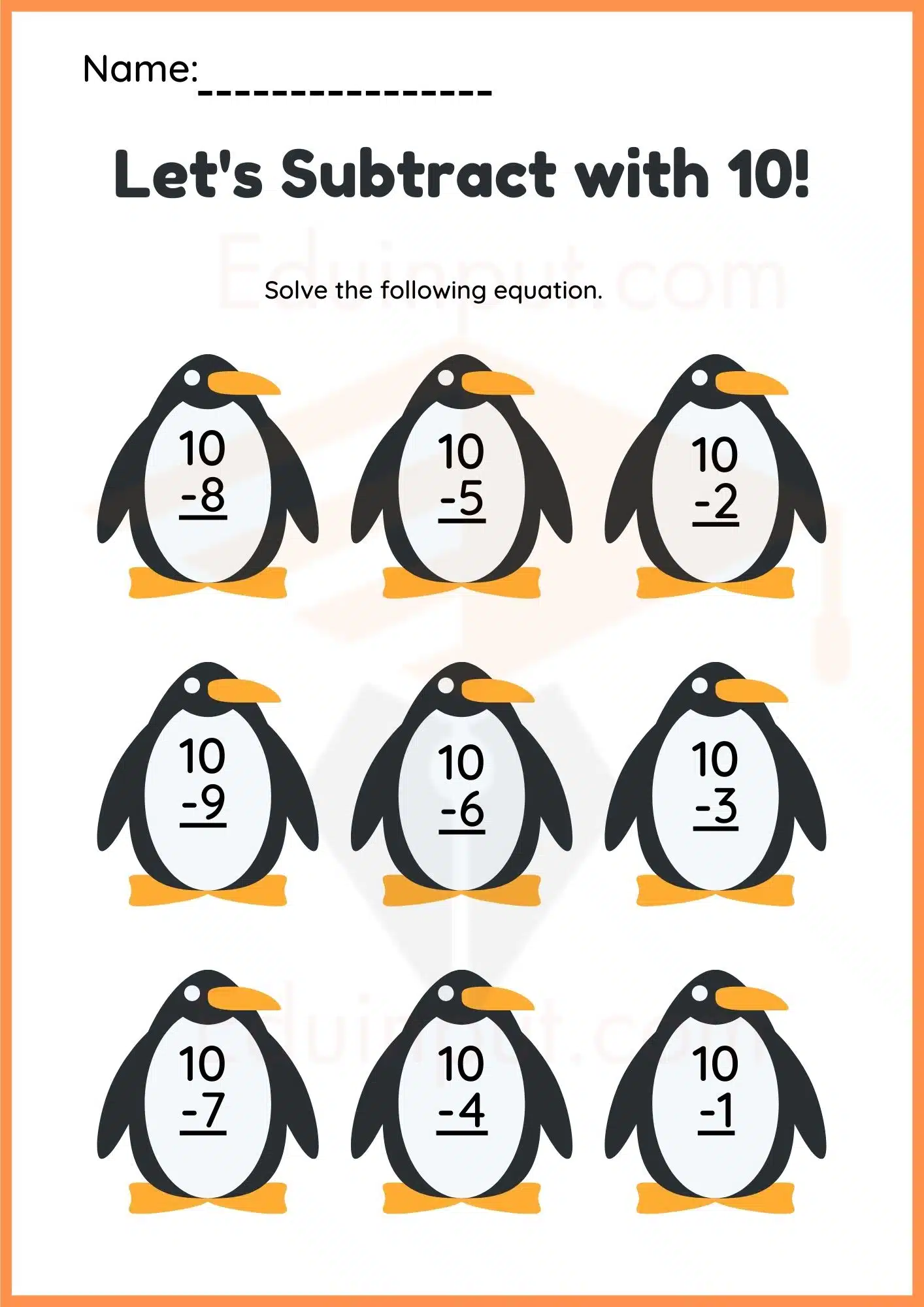 Subtraction worksheets for kindergarten