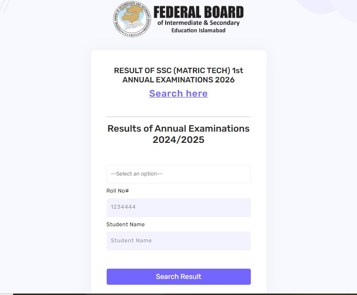 FBISE 10th Class Result 2026 (Federal Board 10th class Result)