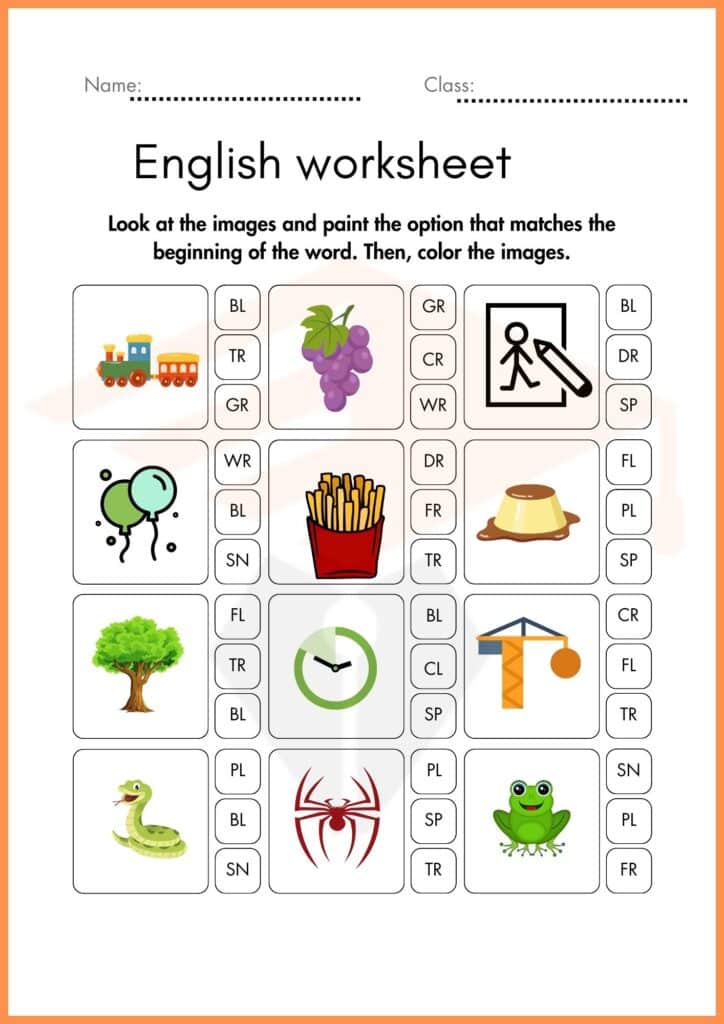 color the beginning word english worksheet2