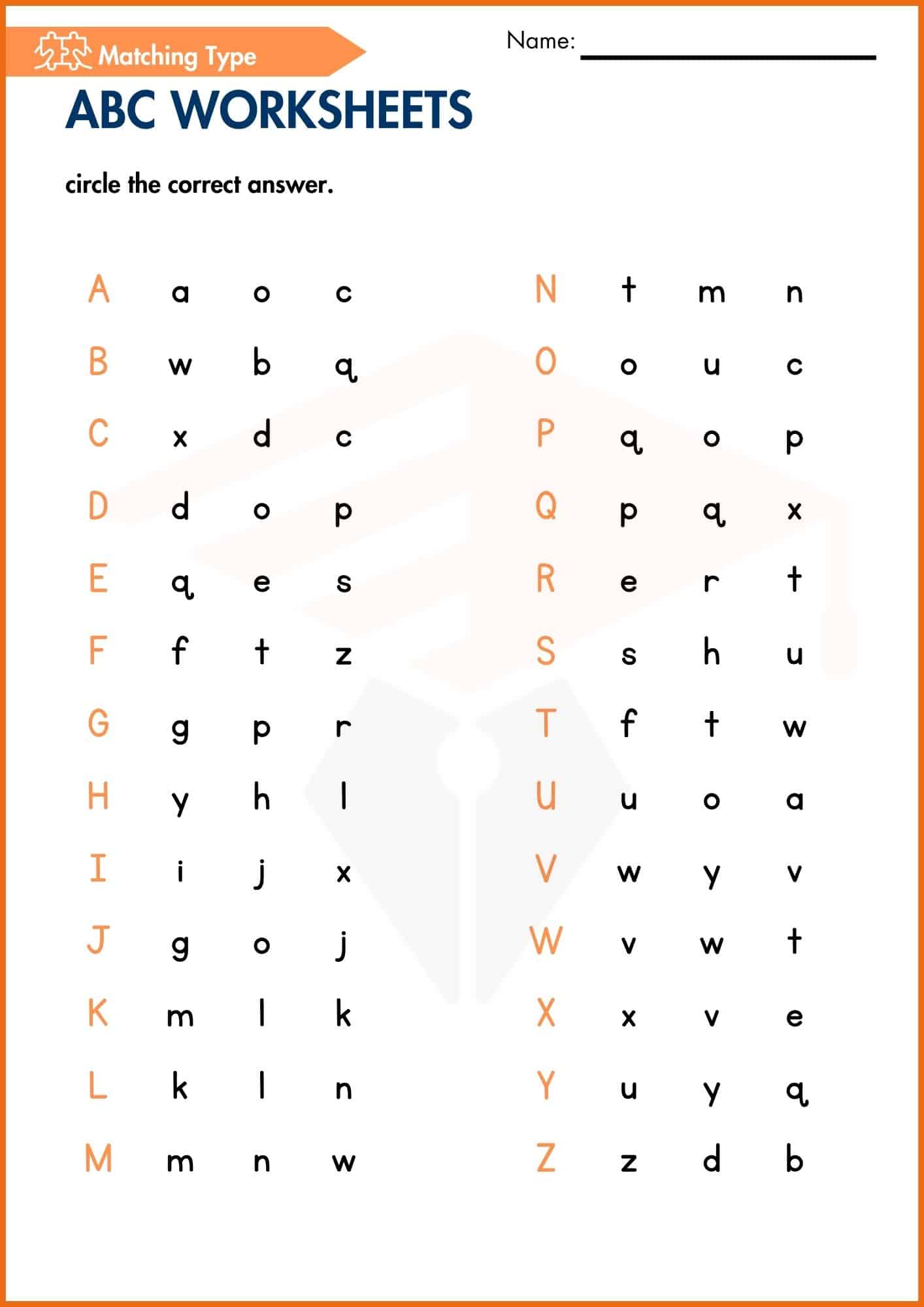 ABC Worksheets for Kindergarten