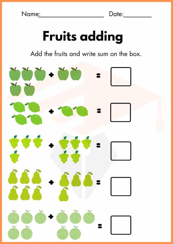 Image showing Adding Worksheets for Kindergarten