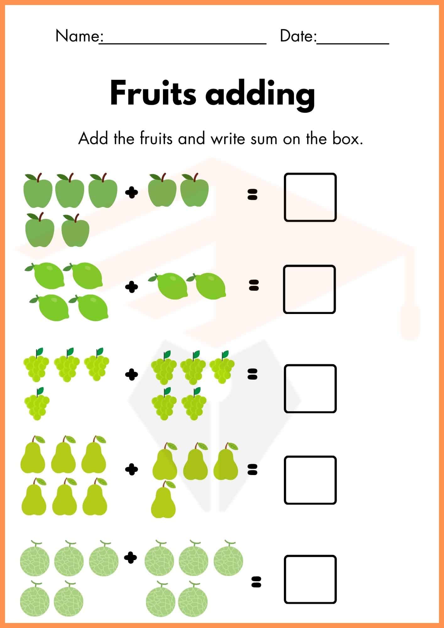 Adding Worksheets for Kindergarten