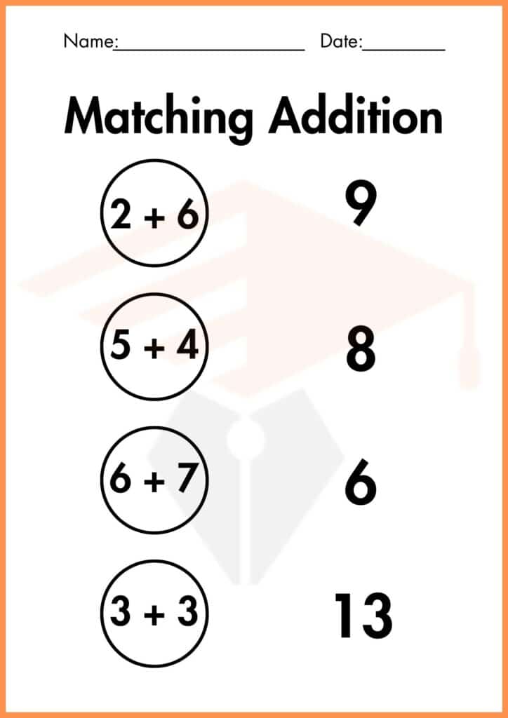 match adding worksheets 4