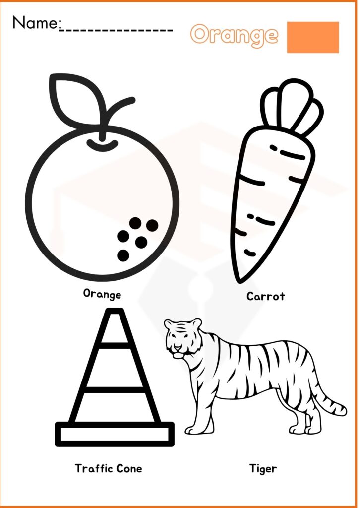 orange color coloring worksheets 2