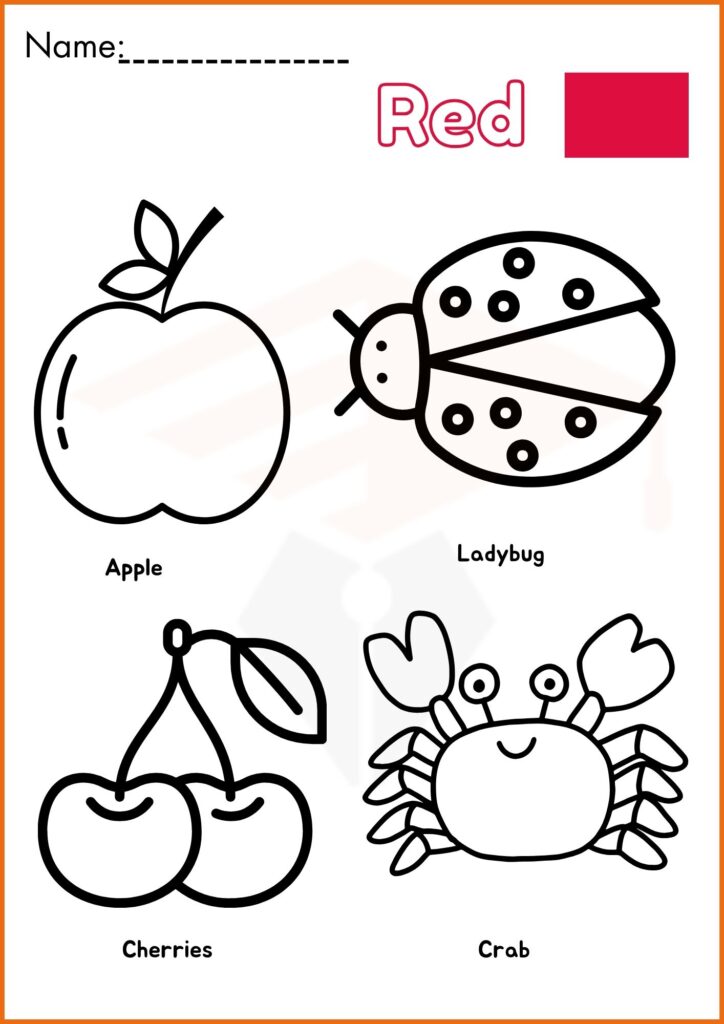 red color coloring worksheets 1