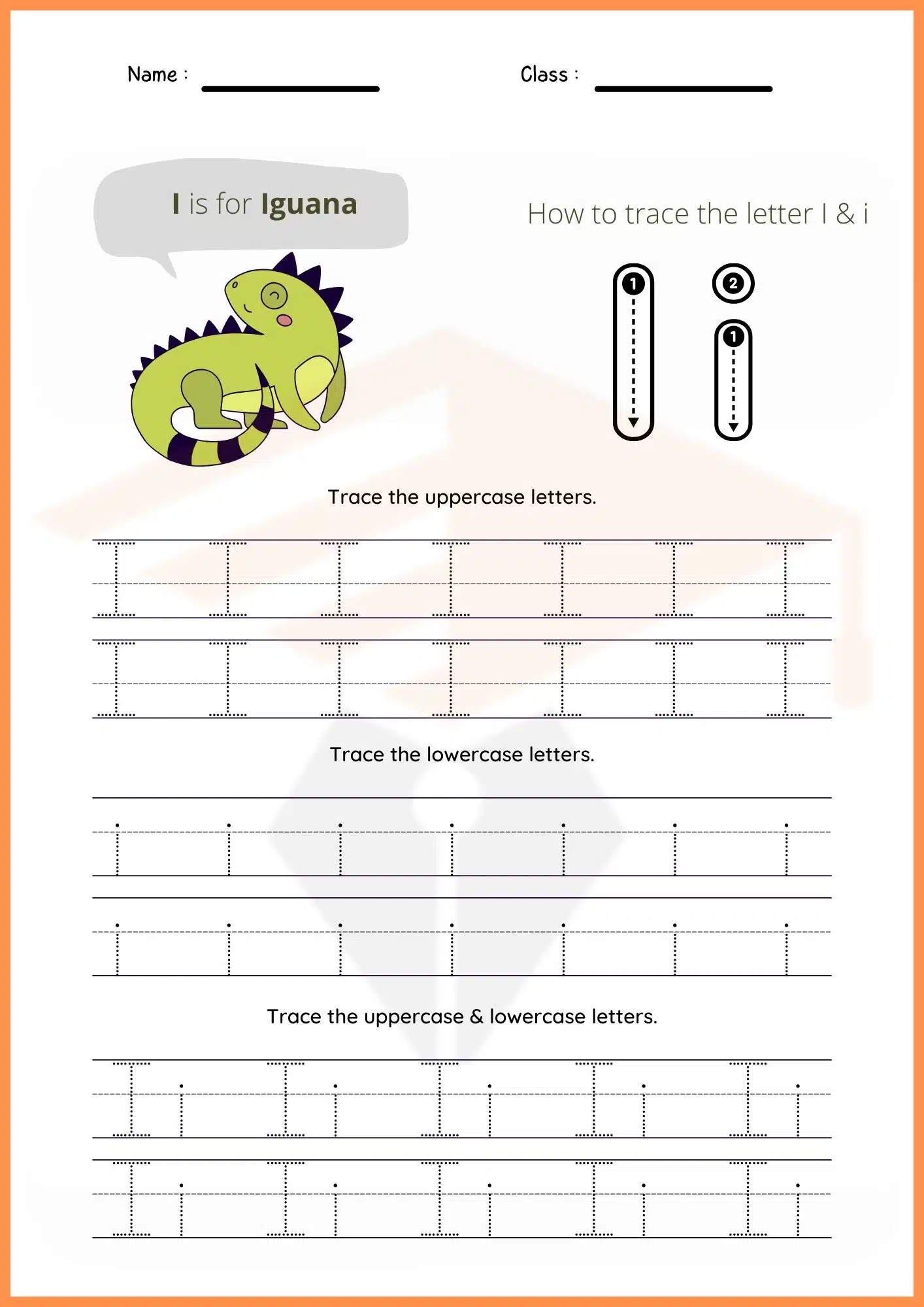 Letter I Worksheets for Kindergarten