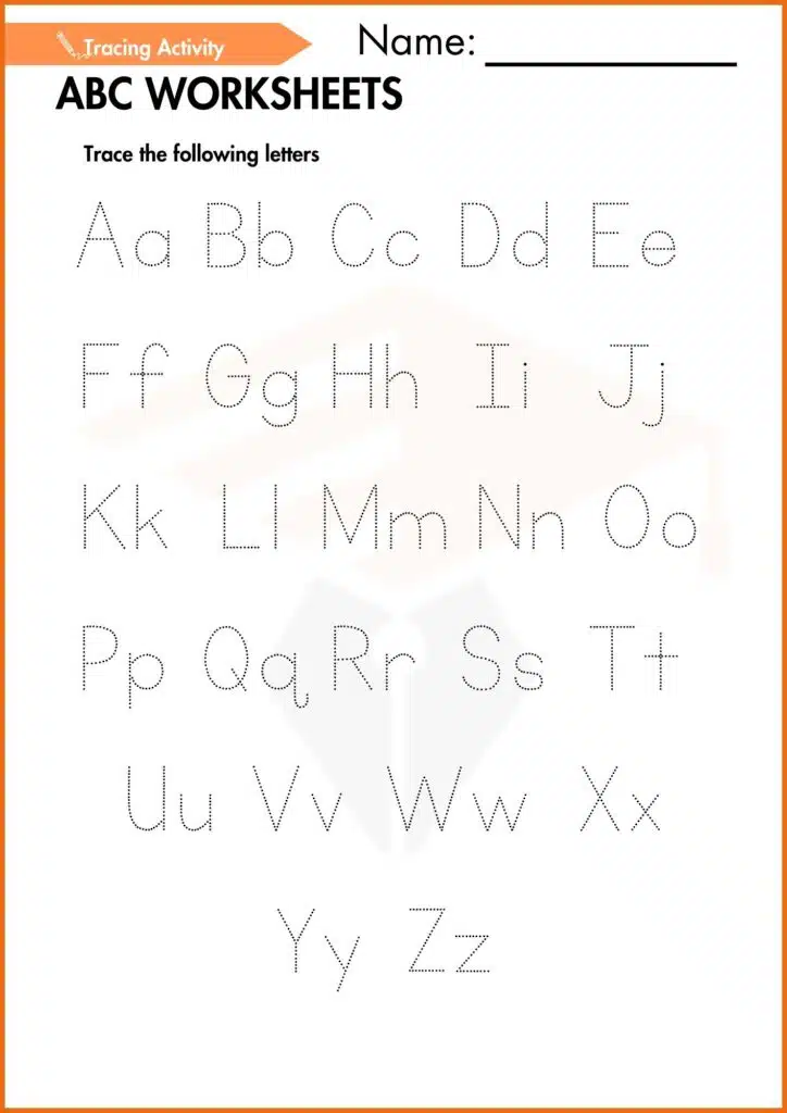 trace the following letter abc worksheets 4