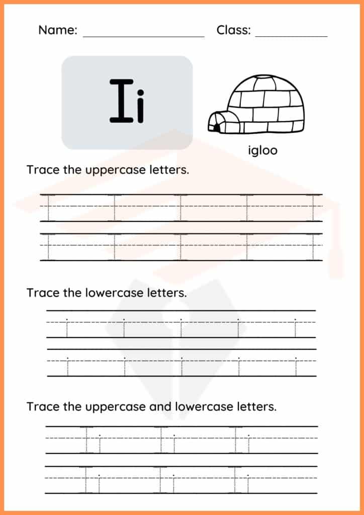 trace the upper and lower letter i worksheets 4