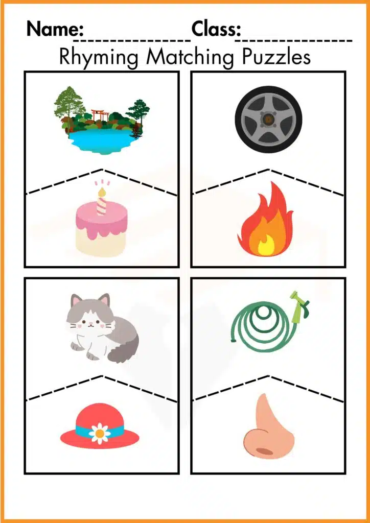 Rhyming match puzzle worksheets 2